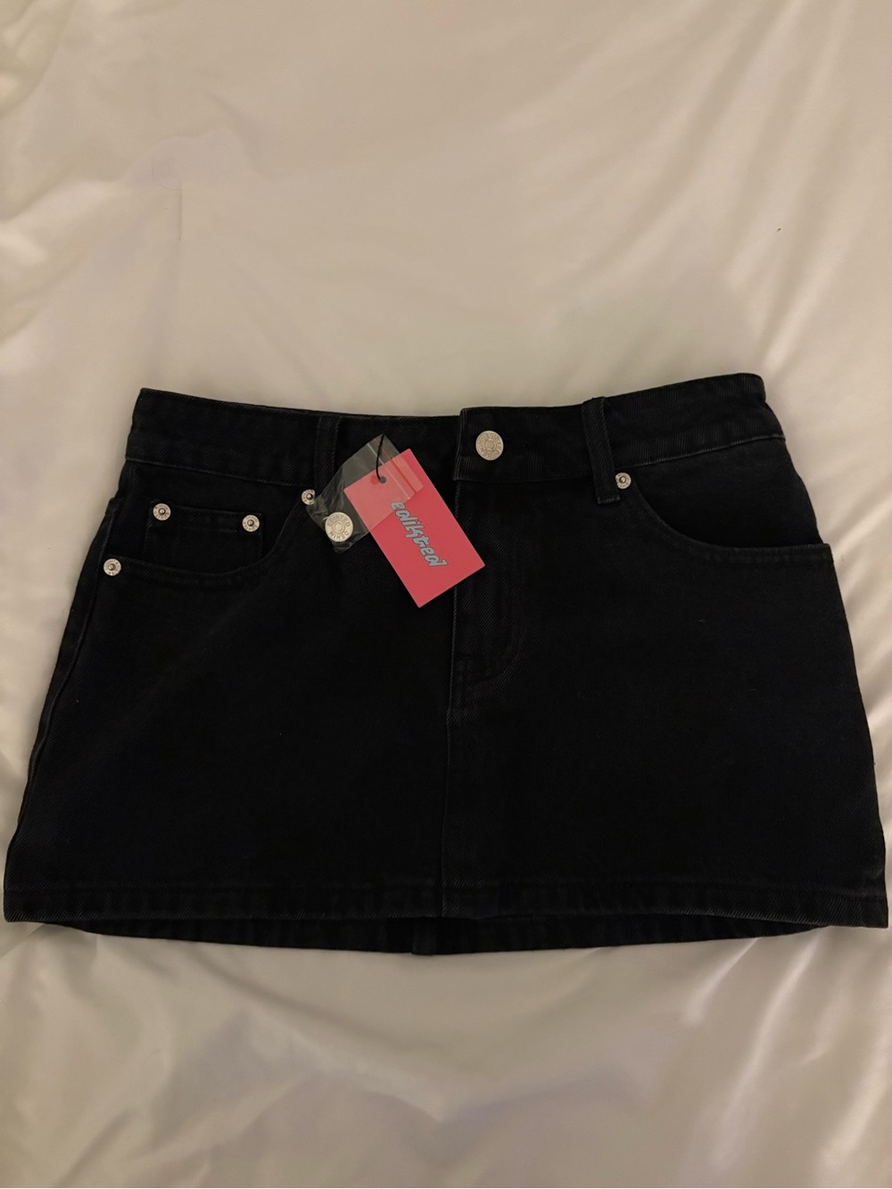 Edikted Spencer Low Rise Denim Micro Skirt